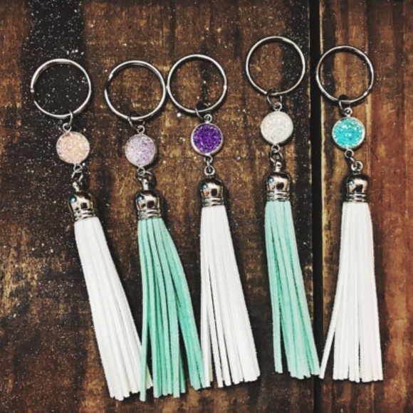 Mint Tassel Druzy Keychain NWT - Picture 1 of 1